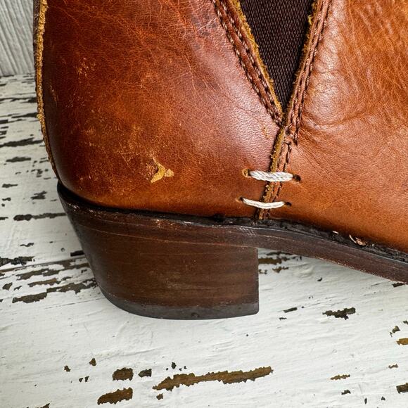 Liberty Black Size 6 Brown Distressed Botties Round Toe Leather Boot Made Mexico - Picture 8 of 14